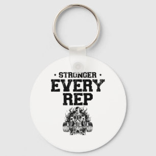 Stronger Every Rep Weightlifter Bodybuilding Bodyb Keychain