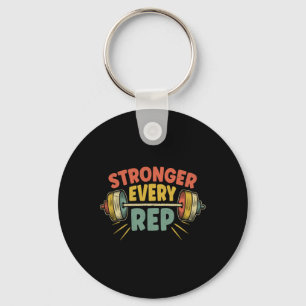 Stronger Every Rep Weightlifter Bodybuilding Bodyb Keychain