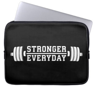 Stronger Everyday - Workout Inspirational Laptop Sleeve