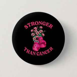 Stronger Than Cancer Boxing Gloves Pink Ribbon Bre 2 Inch Round Button