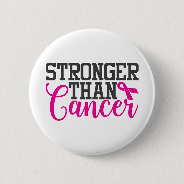 Stronger Than Cancer | Breast Cancer Motivational 2 Inch Round Button (Front)