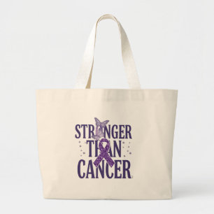 Stronger Than Cancer Inspirational Large Tote Bag