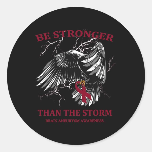 Stronger Than The Storm Brain Aneurysm  Classic Round Sticker (Front)