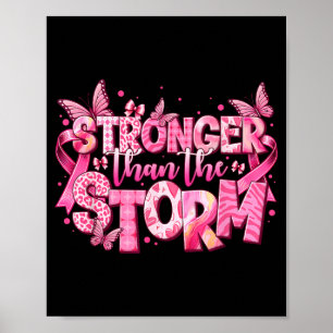 Stronger Than The Storm Pink Ribbon Breast Cancer Poster