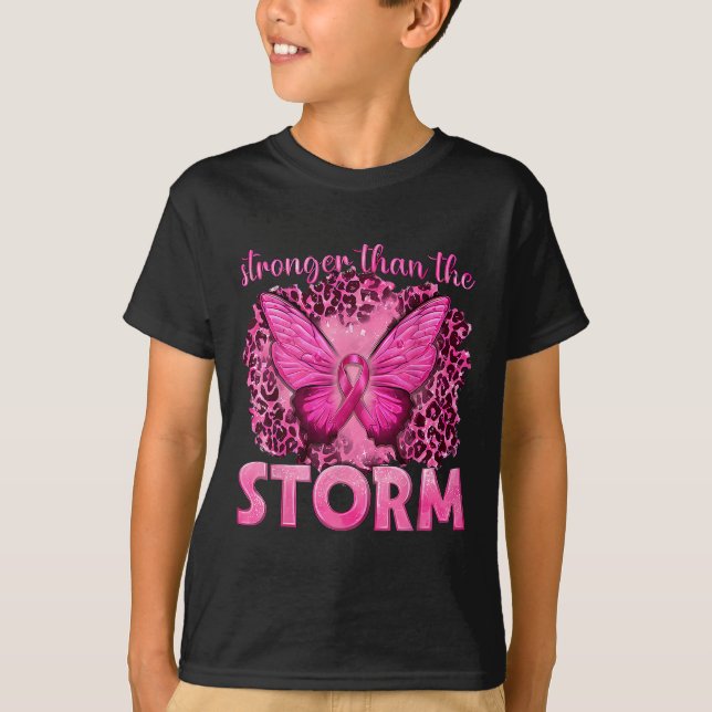 Stronger Than The Storm With Butterfly Breast Canc T-Shirt (Front)