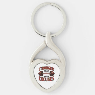 Stronger Than Your Excuses Motivational Gym Keychain