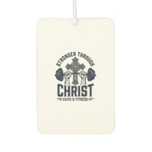 Stronger Through Christ Christian Gym T-Shirt Air Freshener