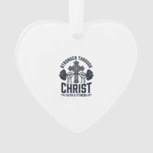 Stronger Through Christ Christian Gym T-Shirt Ornament