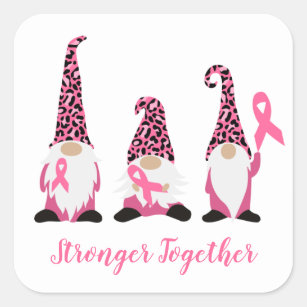 Stronger Together Breast Cancer Pink Ribbon Square Sticker