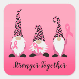 Stronger Together Breast Cancer Pink Ribbon Square Sticker