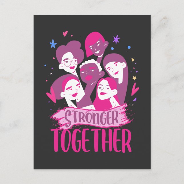 Stronger Together Feminist Female Empowered Women Postcard (Front)