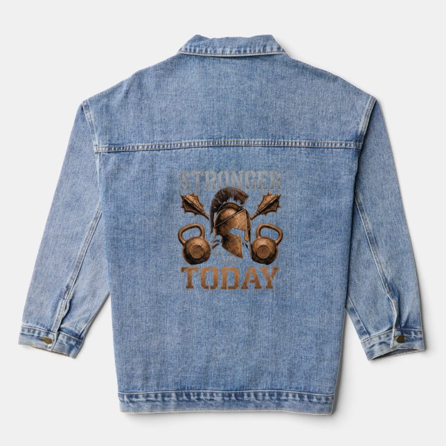 Stronger Vs Today | Beat Your Best Self Denim Jacket (Back)