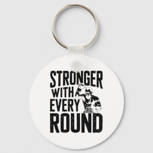 Stronger With Every Round Boxer Sports Gym Athlete Keychain