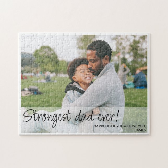 Strongest Dad One Custom Photo Collage Jigsaw Puzzle (Horizontal)