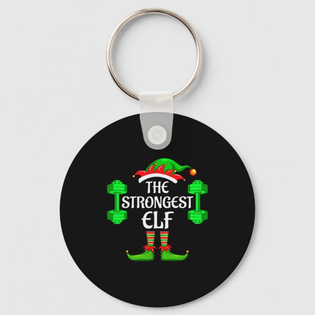 Strongest Elf Matching Family Group Christmas Part Keychain (Front)