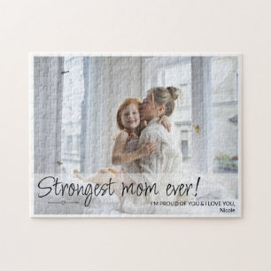 Strongest Mom One Custom Photo Collage Jigsaw Puzzle