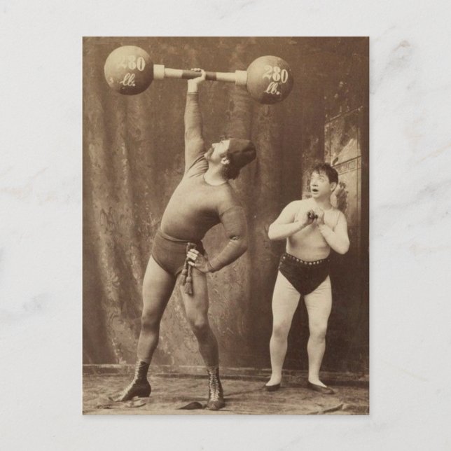 Strongman and Friend Postcard (Front)