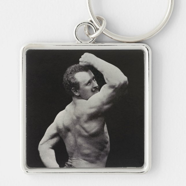 StrongMan Eugen Sandow Bodybuilder A New Pose Keychain (Front)