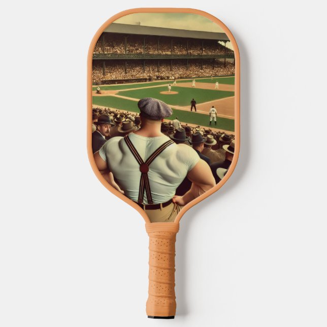 Strongman watching baseball early 1900s pickleball paddle (Back)