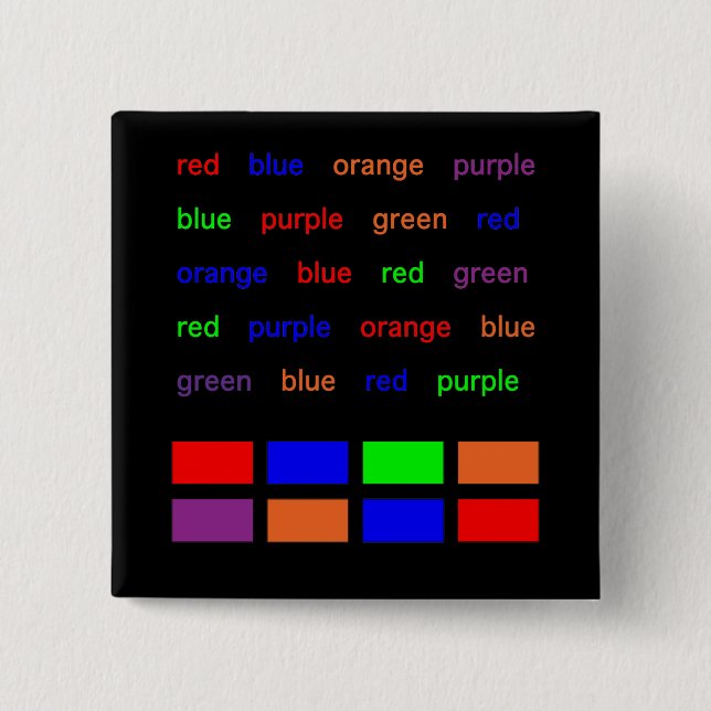 Stroop Test 2 Inch Square Button (Front)