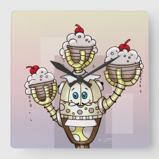 STRUCTUBE ROBOT CARTOON  CLOCK SQUARE (Front)