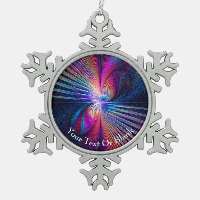 Structural Iridescence Snowflake Pewter Christmas Ornament (Front)