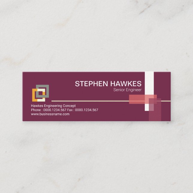 Structural Purple Building Block Pillars Engineer Mini Business Card (Front)