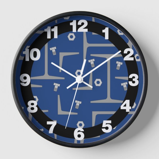 Structural Steel Drawing Pattern Clock (Front)
