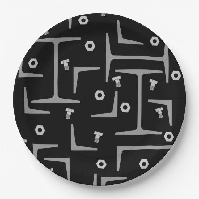 Structural Steel Pattern Paper Plate (Front)