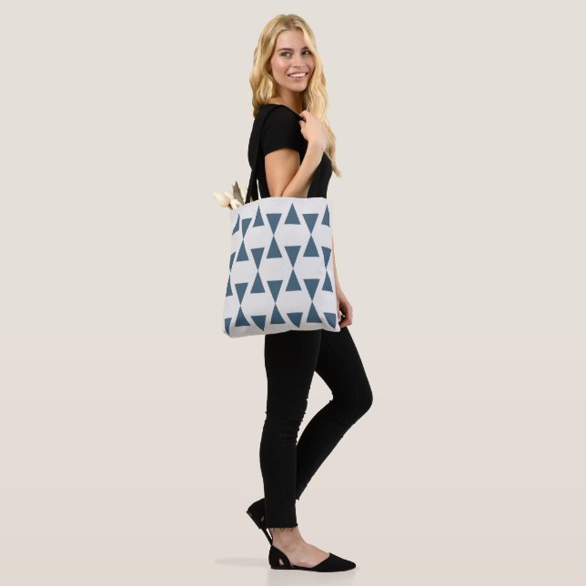 Structure A | Slate Blue & Off-White Tote Bag (On Model)