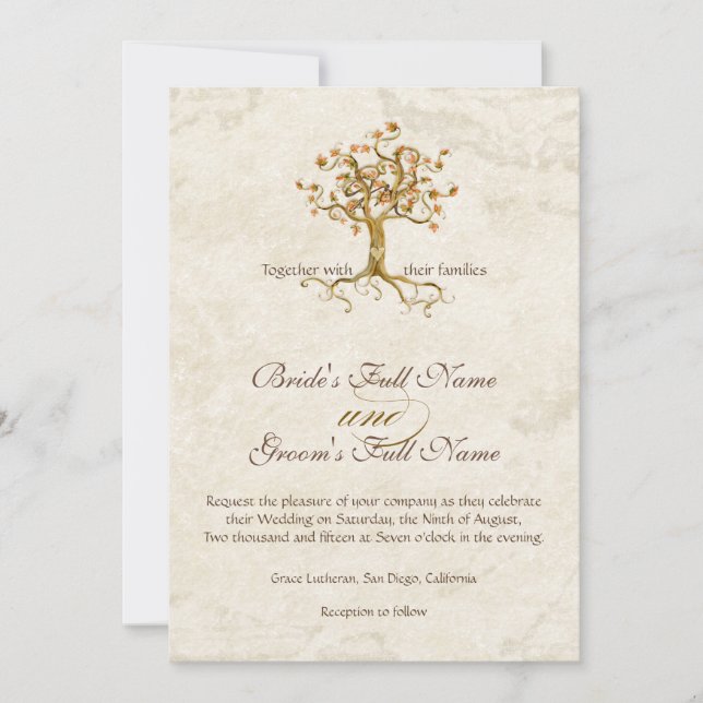 strudel tree roots antiqued with monogram invitation (Front)