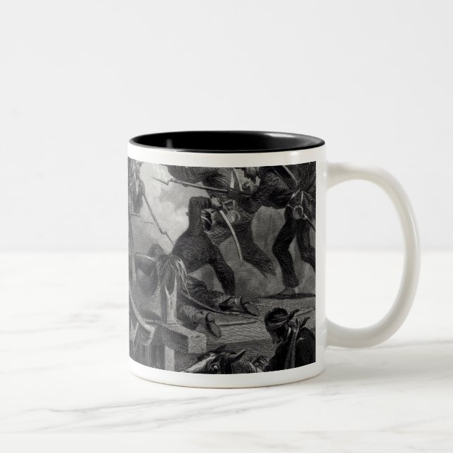 Struggle on a Bridge During the Retreat Two-Tone Coffee Mug (Right)