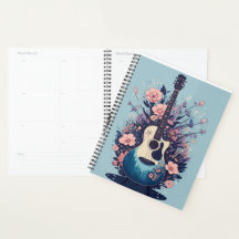 Strum in Style with Guitar and Floral Pattern