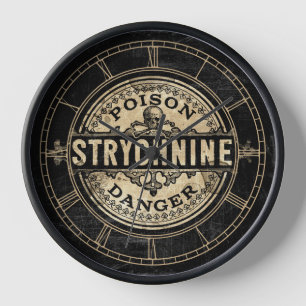 Strychnine Vintage Style Poison Label Clock
