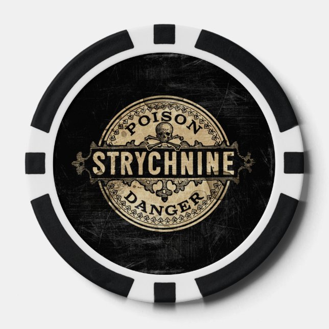 Strychnine Vintage Style Poison Label Poker Chips (Front)