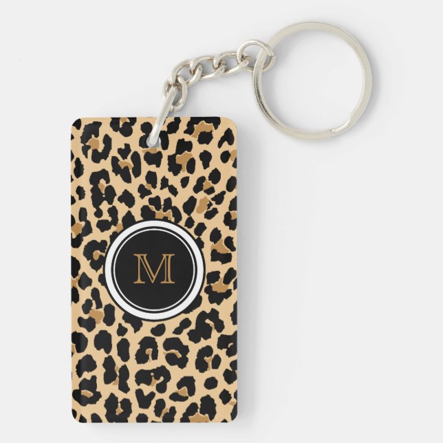 Strylish Monogram Leopard Print Acrylic Keychain (Back)