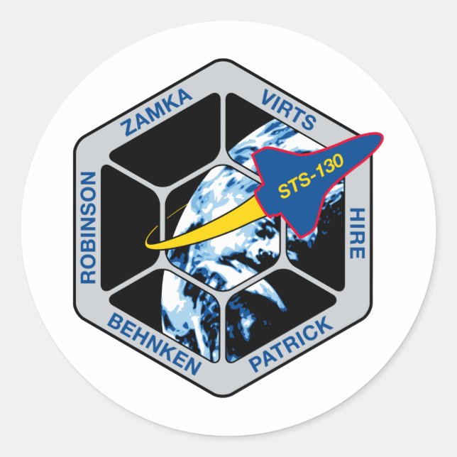 STS 130 Endeavour Classic Round Sticker (Front)