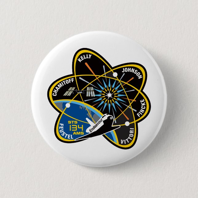 STS 134 Endeavour 2 Inch Round Button (Front)