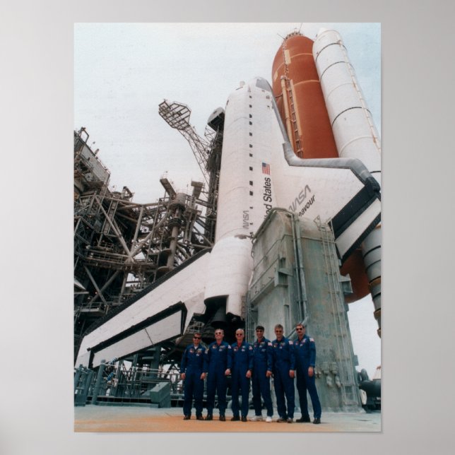 STS-77 Crewmembers pose with Shuttle Endeavour Poster (Front)