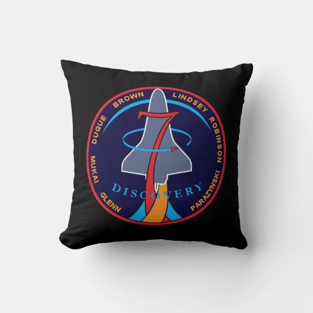 STS-95 Space Shuttle Discovery Mission Patch Logo Throw Pillow (Front)