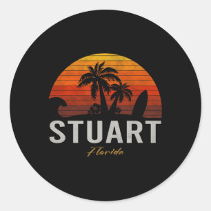 Stuart Florida Retro Surfer Vintage Beach Classic Round Sticker