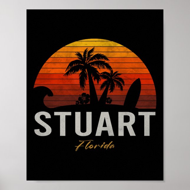 Stuart Florida Retro Surfer Vintage Beach  Poster (Front)