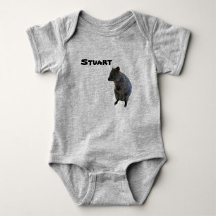 Stuart Name With Aussie Quokka, Baby Bodysuit