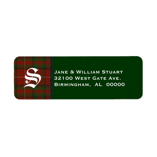 Stuart of Brute Tartan Monogram Address Labels (Front)