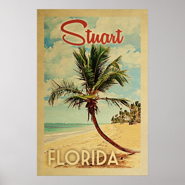 Stuart Palm Tree Vintage Travel Poster (Front)