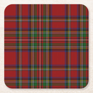 Stuart Plaid Tartan Christmas Square Paper Coaster