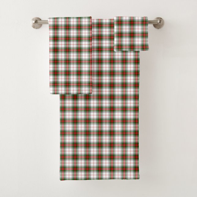 Stuart / Stewart tartan blanc rouge vert plaid (En situation)