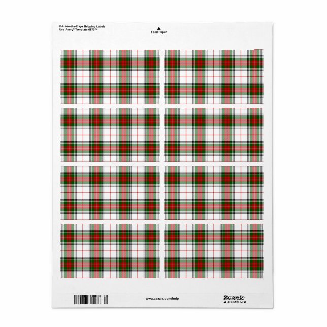 Stuart / Stewart tartan blanc rouge vert plaid (Feuille entière)