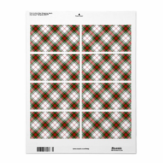 Stuart / Stewart tartan white red green plaid (Full Sheet)