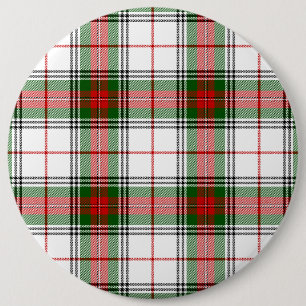 Stuart / Stewart tartan white red green plaid 6 Inch Round Button